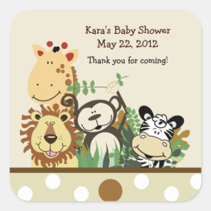 The Zoo Crew SQUARE Favour Sticker - Tan