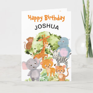 The zoo: cute wild animals custom  birthday card