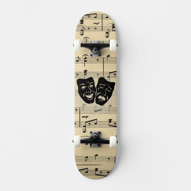 Theater Masks and Antique Music Skateboard (Front)