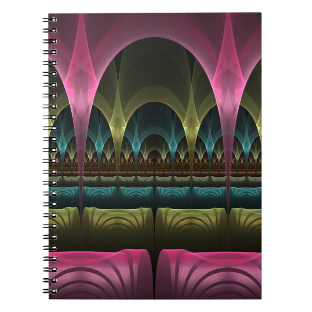 Theater of Fantasy, Abstract Colorful Fractal Art Notebook (Front)