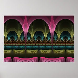 Theater of Fantasy, Abstract Colorful Fractal Art Poster
