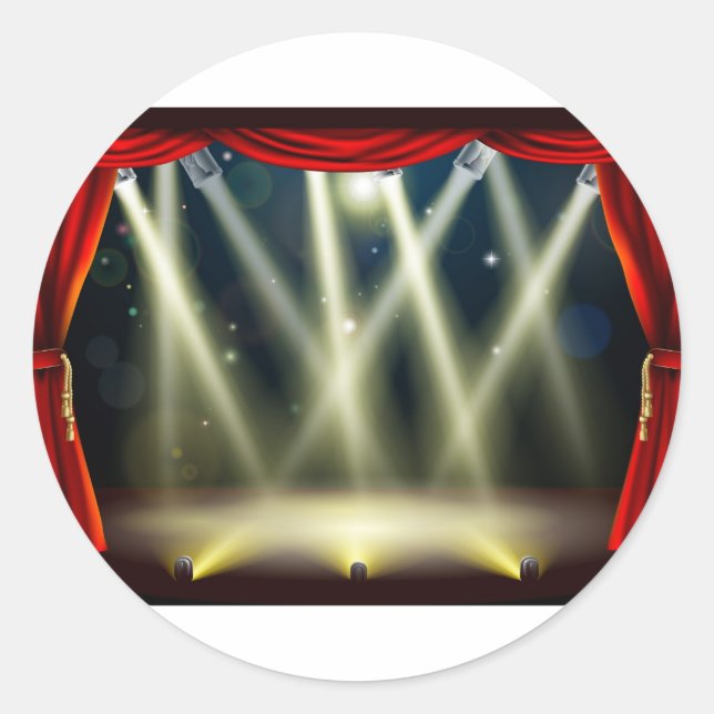 Theater stage lights classic round sticker (Front)