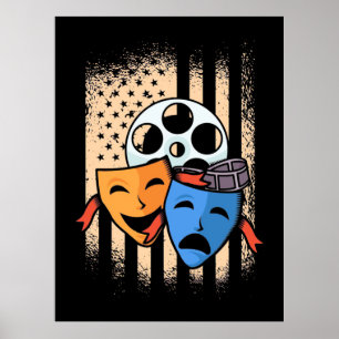 Theatre Actor America Flag Poster