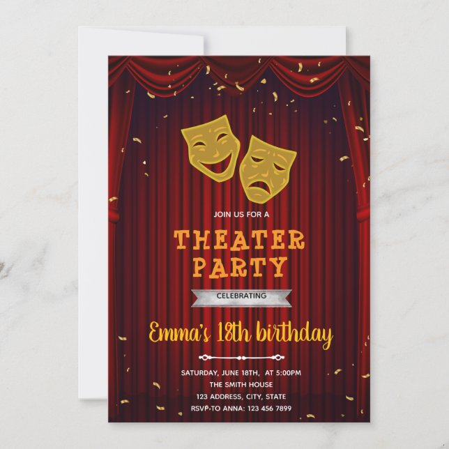 Theatre birthday invitation (Front)
