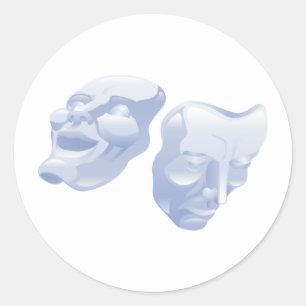 theatre comedy and tragedy masks classic round sticker