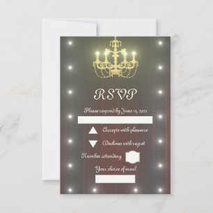 Theatre curtain-golden chandelier RSVP card
