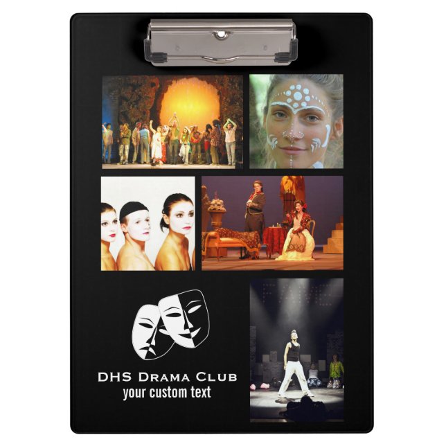 Theatre Drama Club Custom Photo Collage Clipboard (Front)