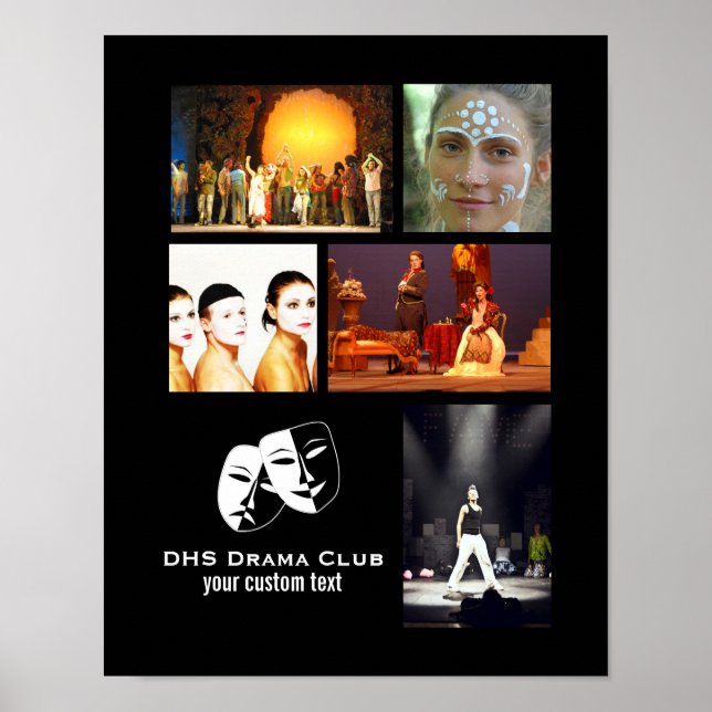 Theatre Drama Club Custom Photo Collage Poster (Front)