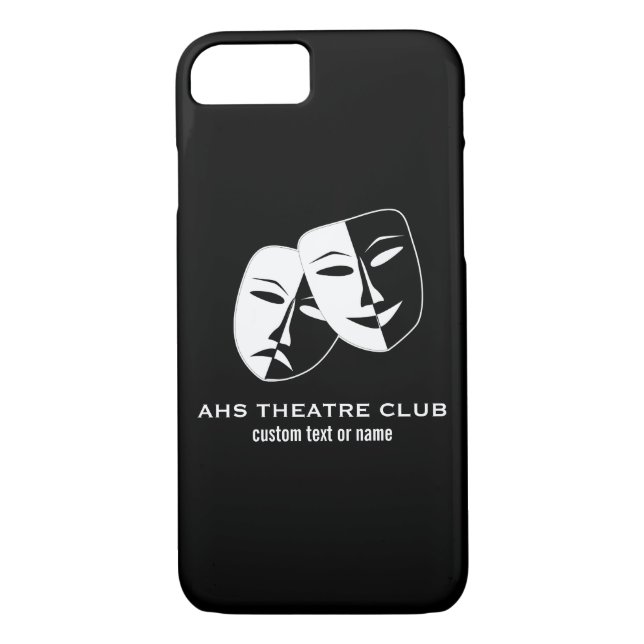 Theatre Drama Club Masks Custom Thespian Name Case-Mate iPhone Case (Back)