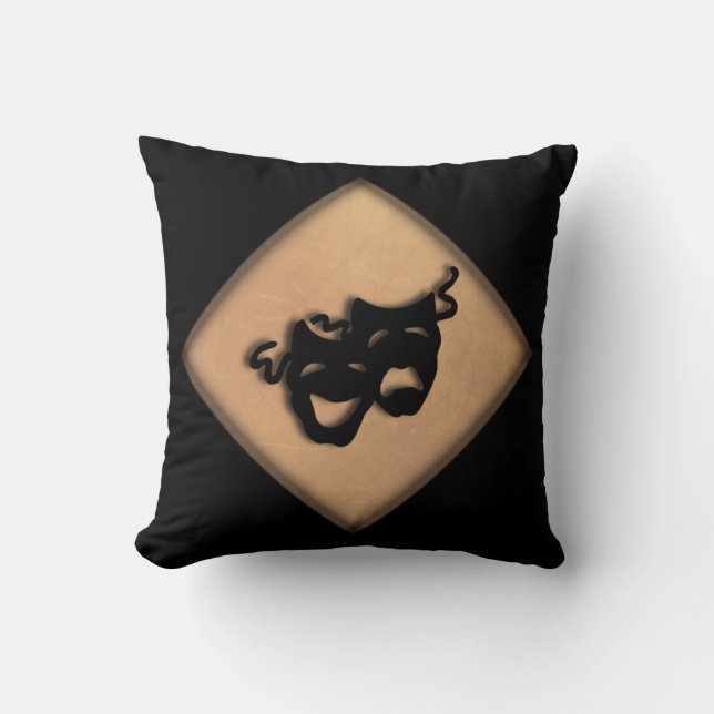 Theatre Happy Sad Masks Throw Pillow (Front)