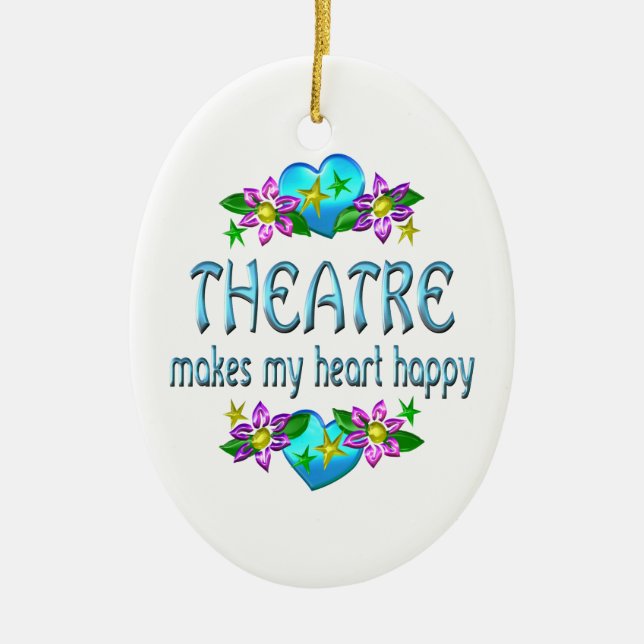 Theatre Heart Happy Ceramic Tree Decoration (Front)