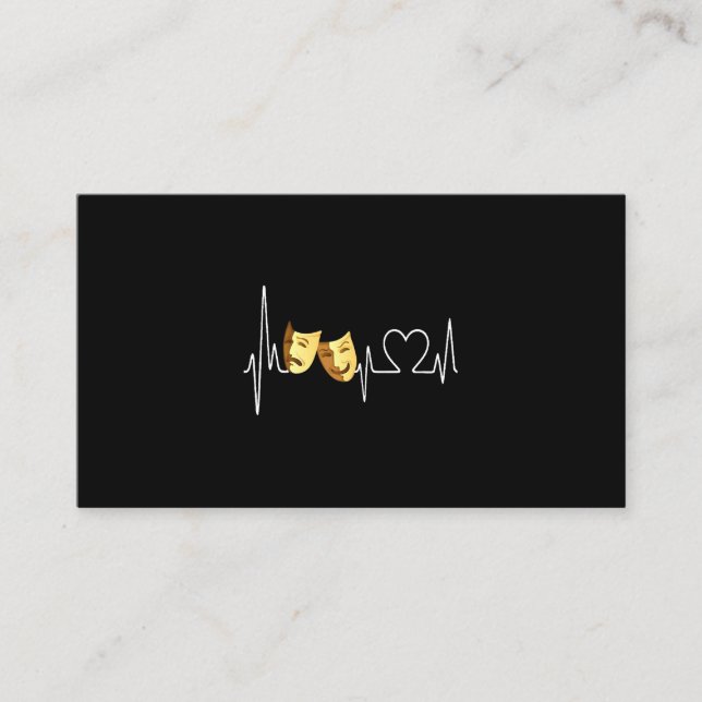 Theatre Heartbeat EKG Acting Masks Theatre Funny D Business Card (Front)