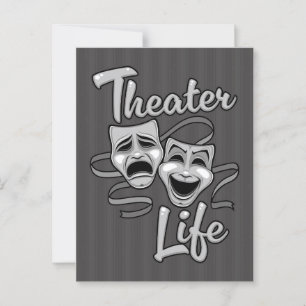 Theatre Life Comedy and Tragedy Masks Postcard