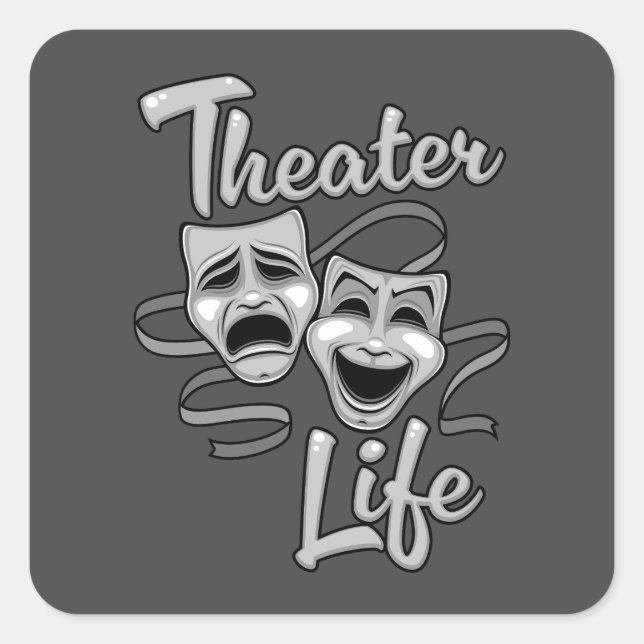 Theatre Life Comedy and Tragedy Masks Square Sticker (Front)