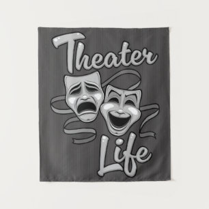 Theatre Life Comedy and Tragedy Masks Tapestry