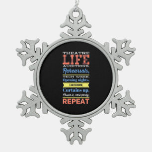Theatre Life Repeat Snowflake Pewter Christmas Ornament