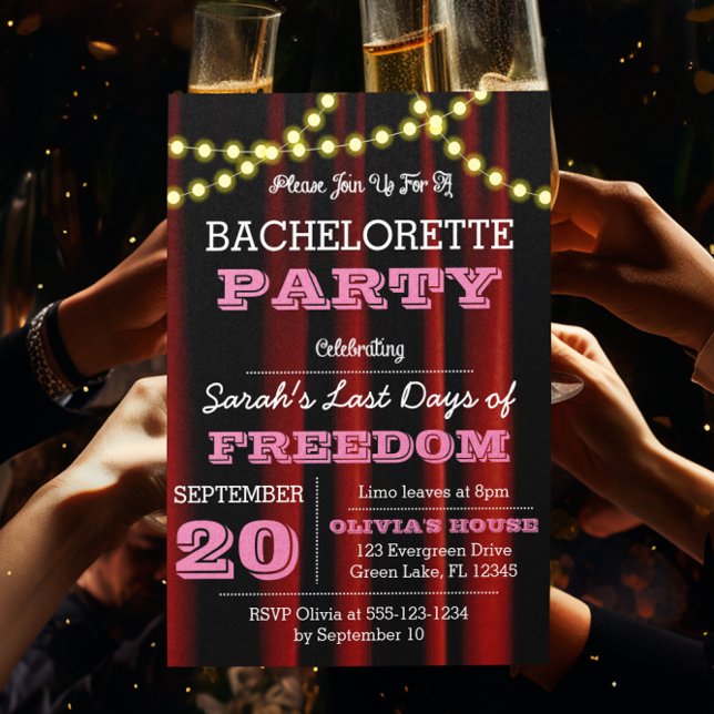 Theatre Lights Pink All Occasion Invitation (Creator Uploaded)