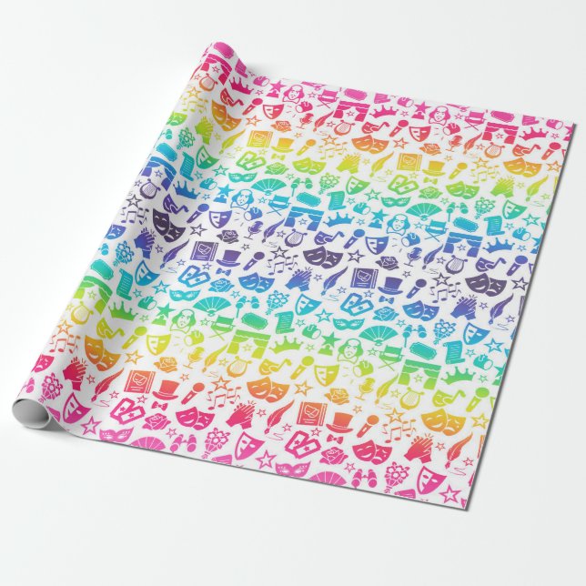 Theatre Lover Icons Wrapping Paper (Unrolled)