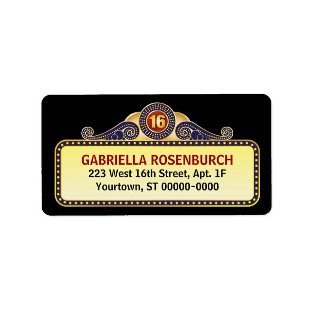 Theatre Marquee Sweet 16 Label (Front)