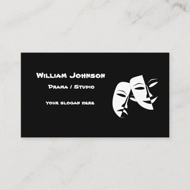 Theatre Mask Comedy Tragedy Black White Business C Business Card (Front)
