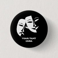 Theatre Mask Comedy Tragedy Black White Custom