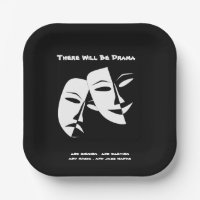 Theatre Mask Comedy Tragedy Black White Drama 7"