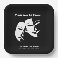 Theatre Mask Comedy Tragedy Black White Drama 9"