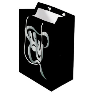 Theatre Mask Comedy Tragedy Black White MGB Medium Gift Bag