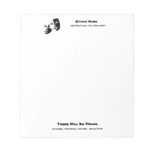 Theatre Mask Comedy Tragedy Black White Notepad