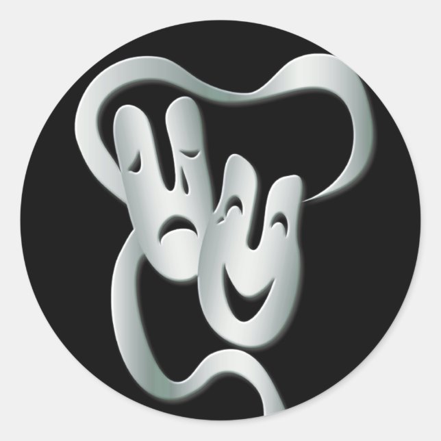Theatre Mask Comedy Tragedy Black White Sticker (Front)