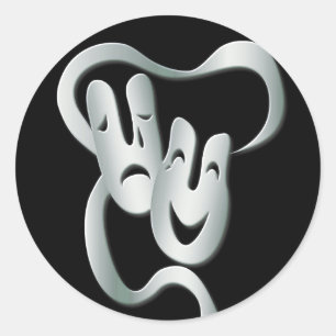 Theatre Mask Comedy Tragedy Black White Sticker