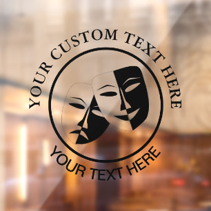 Theatre Mask Comedy Tragedy Black White Window Cling