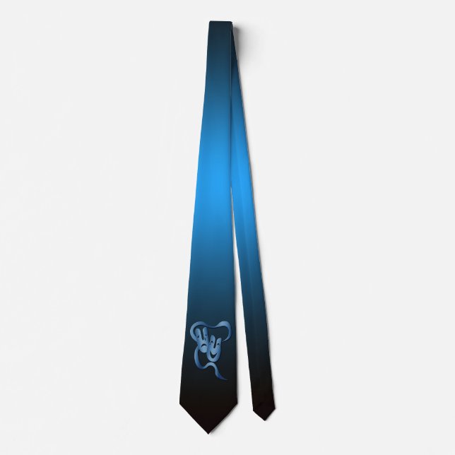 Theatre Mask Luminescent Blue Gradient Ombre Tie (Front)