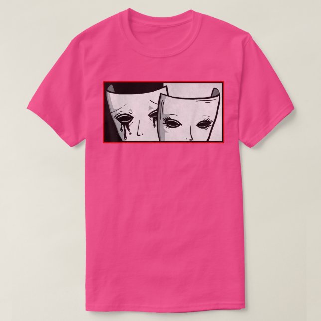 Theatre Mask Soft Grunge Drama Comedy And Tragedy  T-Shirt (Design Front)