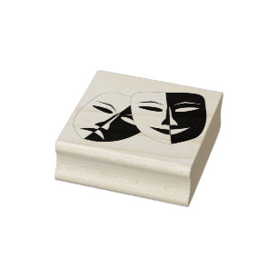 theatre masks art stamp