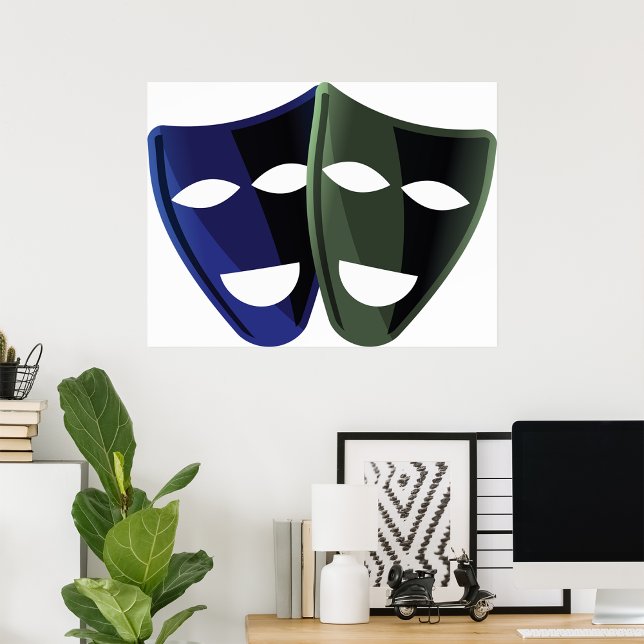 Theatre Masks Blue And Green Poster (Creator Uploaded)