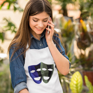 Theatre Masks Blue And Green Standard Apron