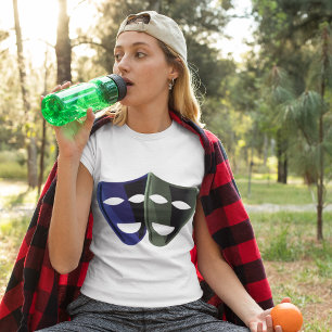 Theatre Masks Blue And Green T-Shirt