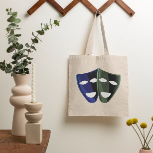 Theatre Masks Blue And Green Tote Bag