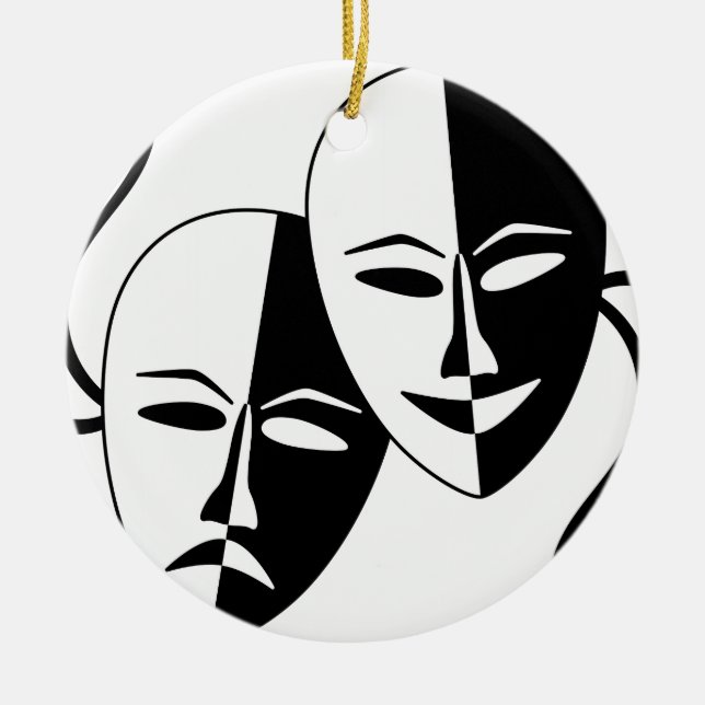 Theatre Masks Ceramic Tree Decoration (Front)