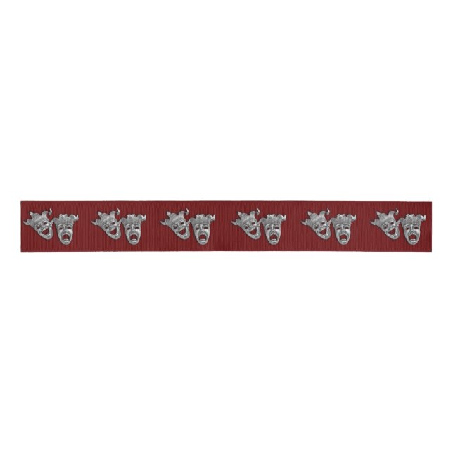 Theatre Masks Comedy and Tragedy Grosgrain Ribbon (Front)