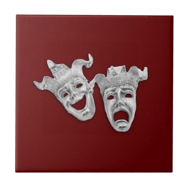 Theatre Masks Comedy and Tragedy Tile (Front)