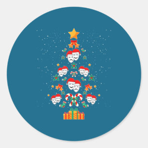 Theatre Masks Drama Actor Actress Christmas Tree X Classic Round Sticker