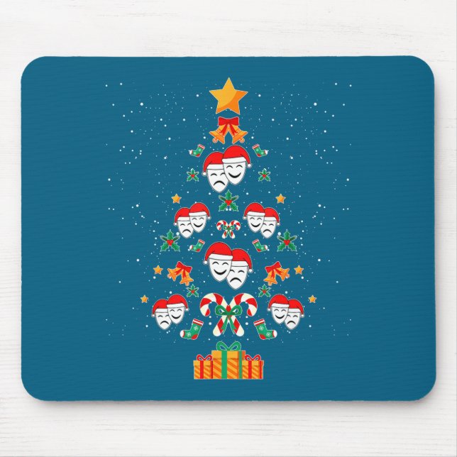 Theatre Masks Drama Actor Actress Christmas Tree X Mouse Mat (Front)
