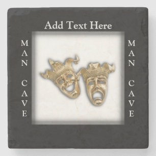 Theatre Masks Man Cave Personalised Stone Coaster