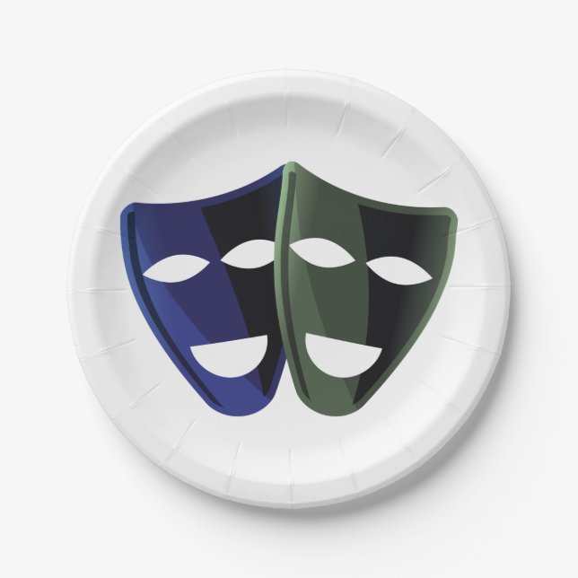 Theatre Masks Paper Plate (Front)