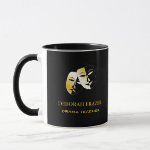 Theatre masks silhouette black mug