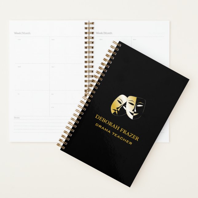 Theatre masks silhouette black planner (Display)