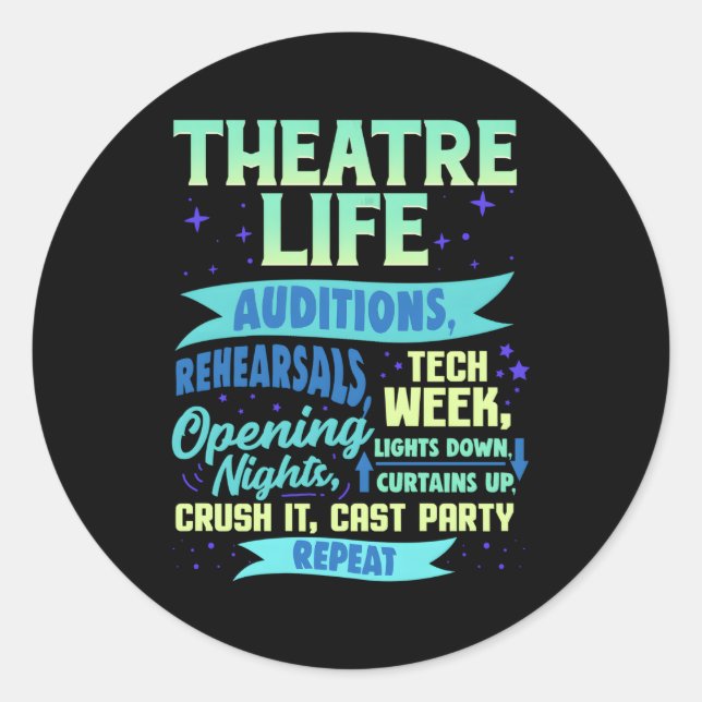 Theatre Nerd Actor Gif Musical Theatre Thespian Classic Round Sticker (Front)