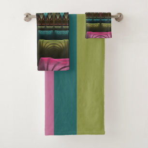 Theatre of Fantasy, Abstract Colourful Fractal Art Bath Towel Set